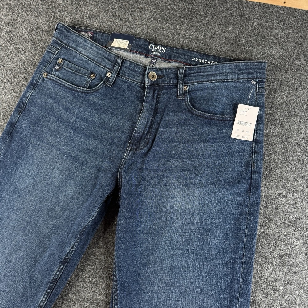 Chaps Men's Straight Fit Jeans Blue, 36x32 NWT Freedom Stretch